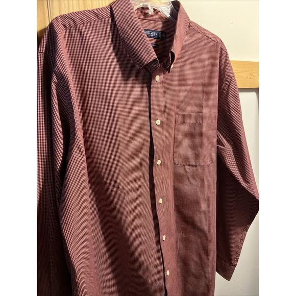 Consensus Men’s XL Red Check Long Sleeve Button Down Polyester Blend Shirt - Picture 4 of 14